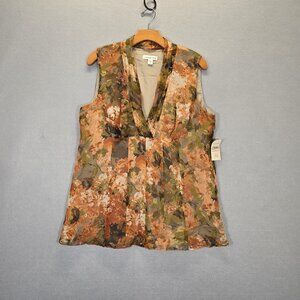 Coldwater Creek Large Silk  Tank Sleeveless Lined Shell Orange